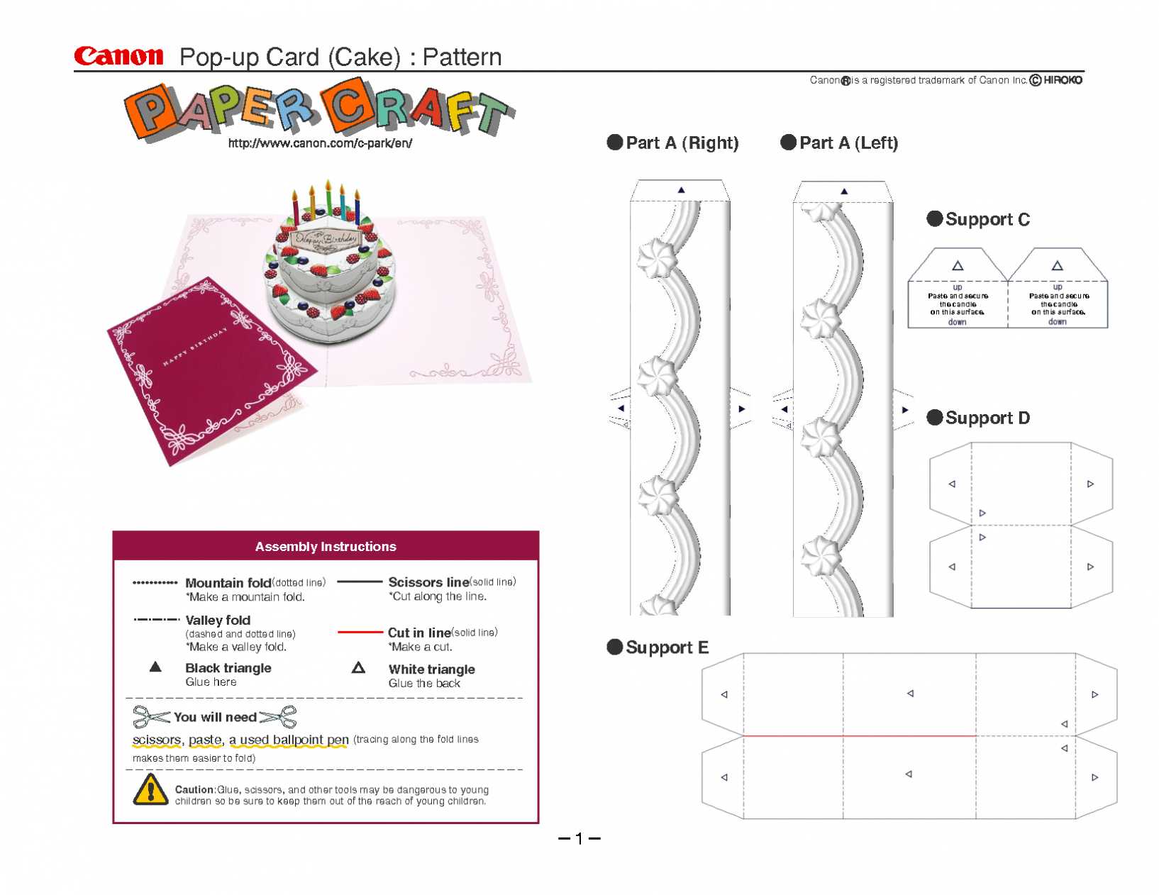 birthday cake pop up card template free download