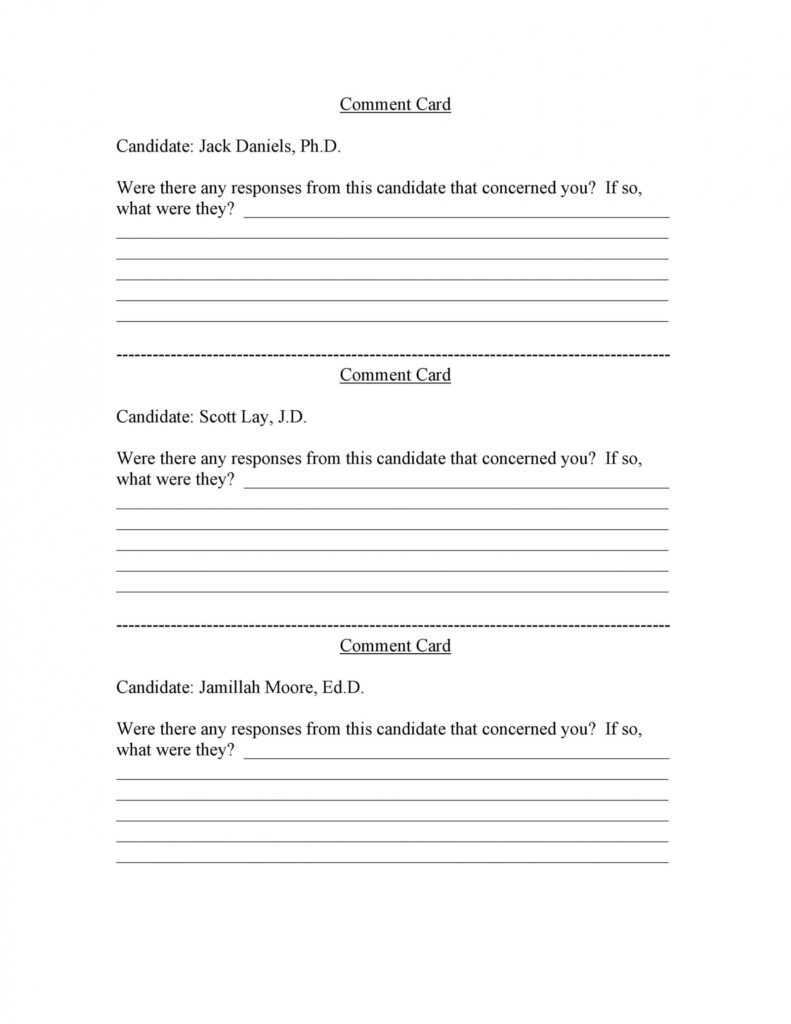50 Printable Comment Card &amp; Feedback Form Templates ᐅ with regard to Comment Cards Template