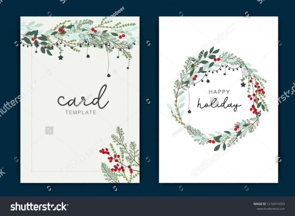 Happy Holidays Card Template Green Leaf Stock Vector throughout Happy Holidays Card Template
