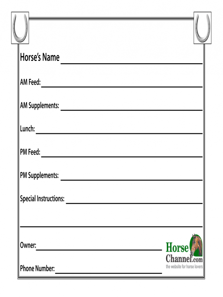 Horse Stall Card Template - Fill Online, Printable, Fillable with regard to Horse Stall Card Template