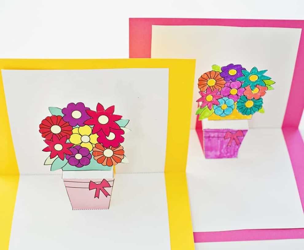 How To Make Pop-Up Flower Cards With Free Printables throughout Free Printable Pop Up Card Templates