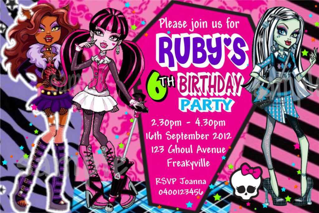 Monster High Birthday Invitations Free | | Dolanpedia intended for Monster High Birthday Card Template