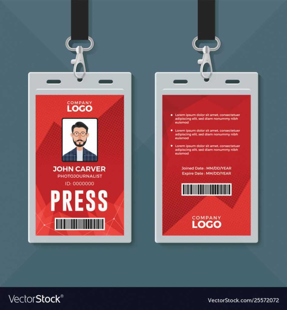 Press Id Card Design Template Royalty Free Vector Image in Media Id Card Templates