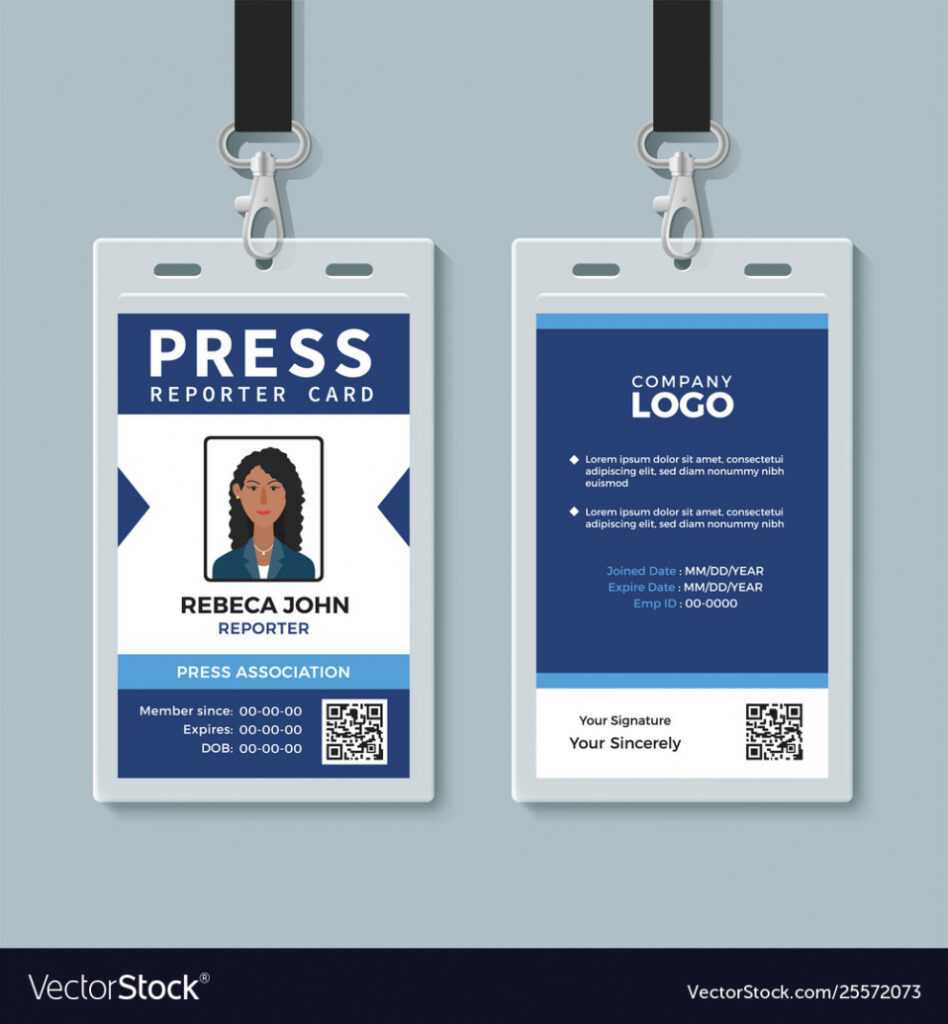 Press Reporter Id Card Template Royalty Free Vector Image throughout Id Card Template Ai